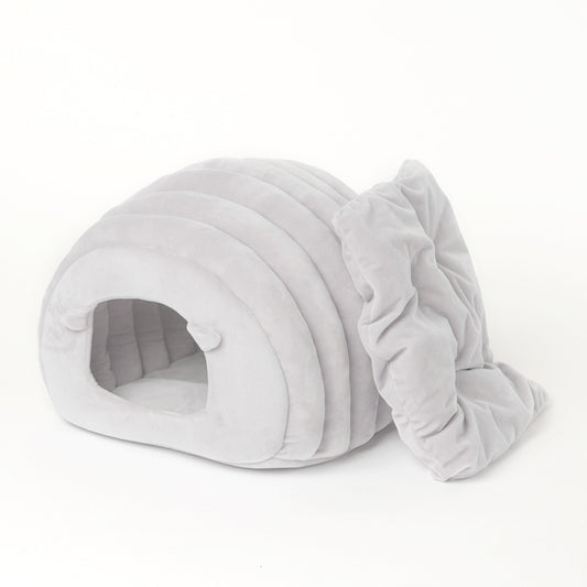 Cozy Caterpillar Cave – Semi-Enclosed 360° Thermal Cat Bed