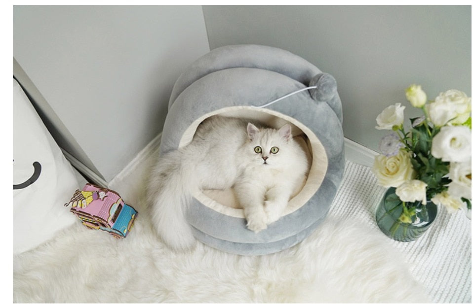 Plush Hideaway Dome – Ultra-Soft 2-in-1 Cat Sanctuary