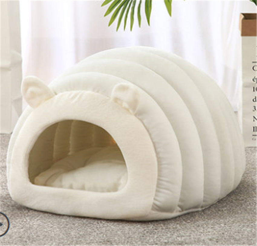 Cozy Caterpillar Cave – Semi-Enclosed 360° Thermal Cat Bed