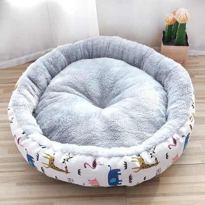 Arctic Fleece Snuggle Nest – Premium Patterned Round Pet Bed