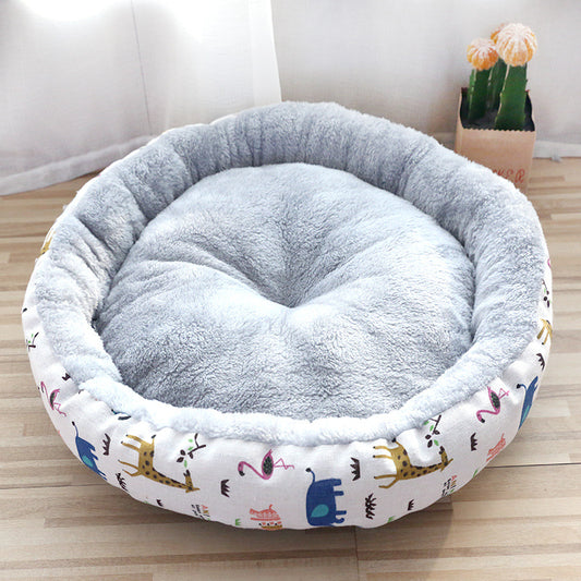Arctic Fleece Snuggle Nest – Premium Patterned Round Pet Bed