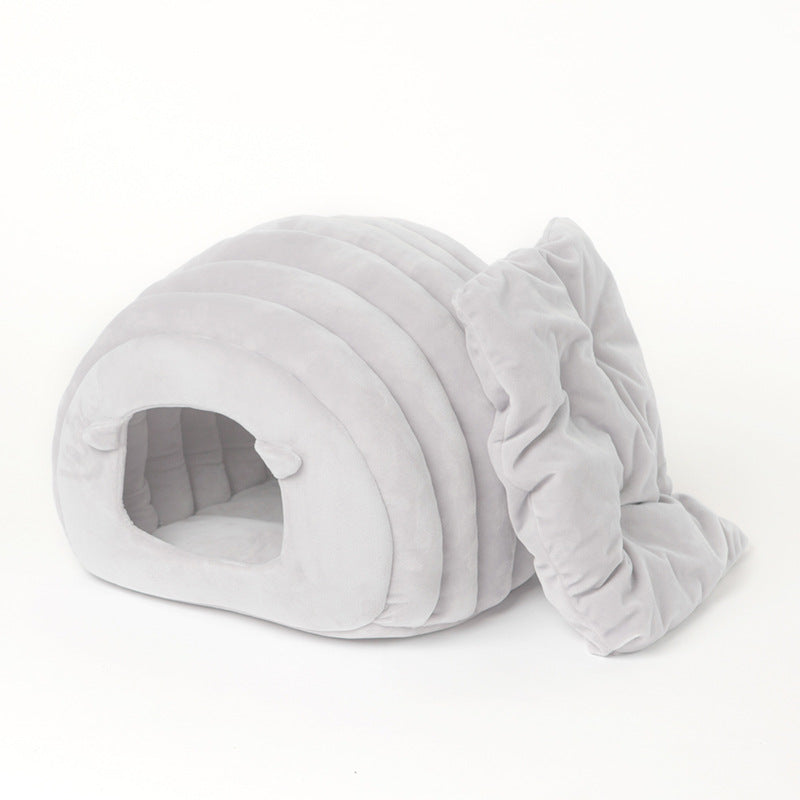 Cozy Caterpillar Cave – Semi-Enclosed 360° Thermal Cat Bed