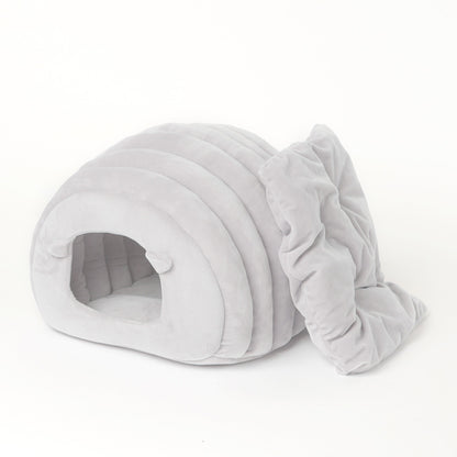 Cozy Caterpillar Cave – Semi-Enclosed 360° Thermal Cat Bed