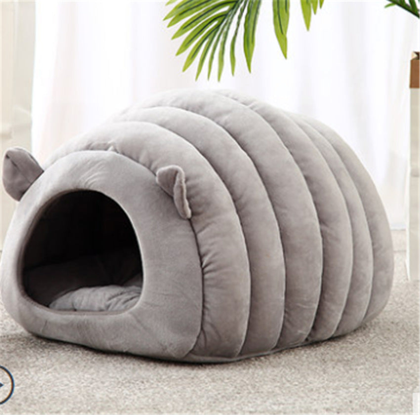 Cozy Caterpillar Cave – Semi-Enclosed 360° Thermal Cat Bed