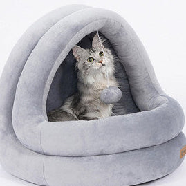 Plush Hideaway Dome – Ultra-Soft 2-in-1 Cat Sanctuary