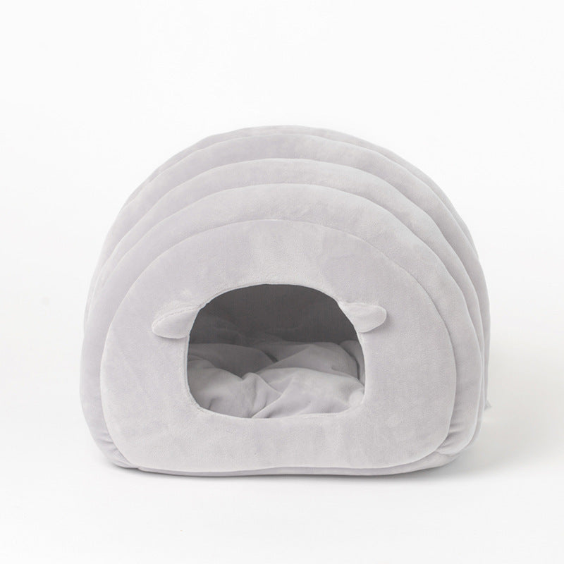 Cozy Caterpillar Cave – Semi-Enclosed 360° Thermal Cat Bed