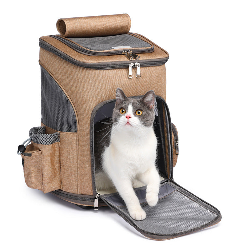 2-in-1 Rolling Pet Voyager – The Ultimate Foldable Travel Carrier