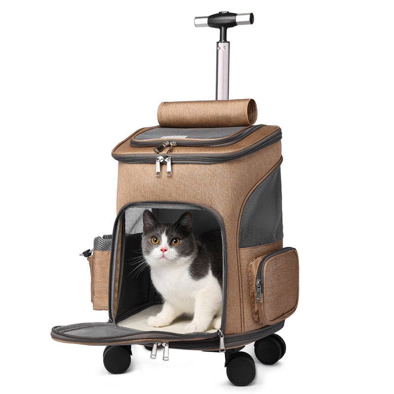 2-in-1 Rolling Pet Voyager – The Ultimate Foldable Travel Carrier