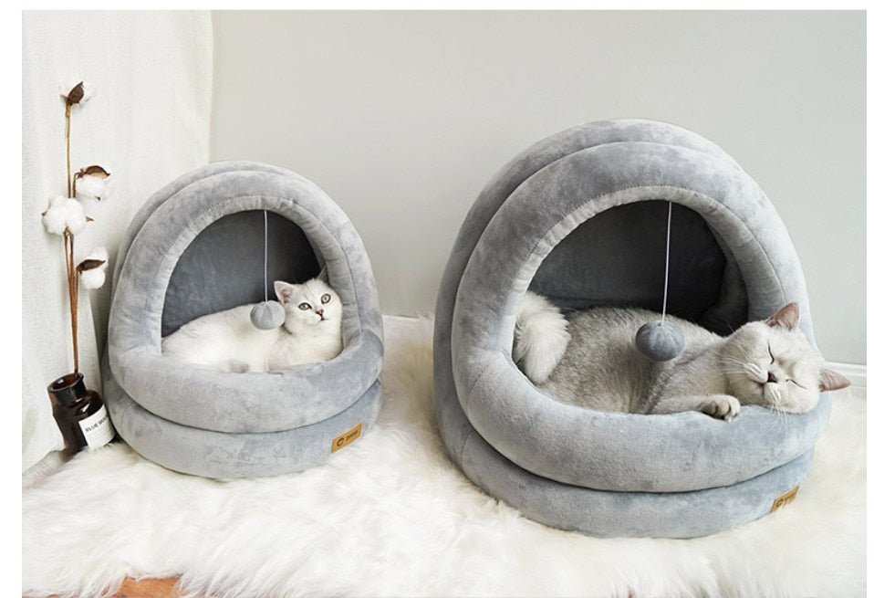 Plush Hideaway Dome – Ultra-Soft 2-in-1 Cat Sanctuary