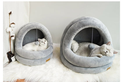 Plush Hideaway Dome – Ultra-Soft 2-in-1 Cat Sanctuary