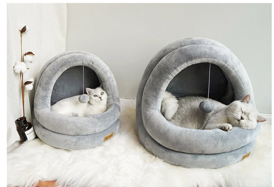 Plush Hideaway Dome – Ultra-Soft 2-in-1 Cat Sanctuary
