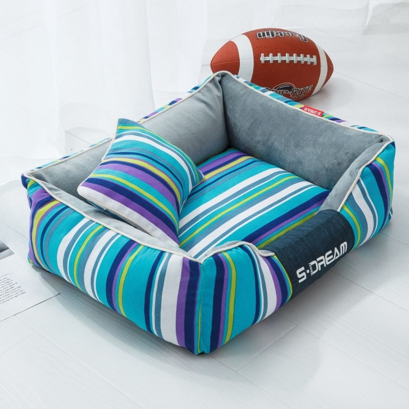 Vibrant Voyager Sofa – Waterproof Striped Lounge Bed