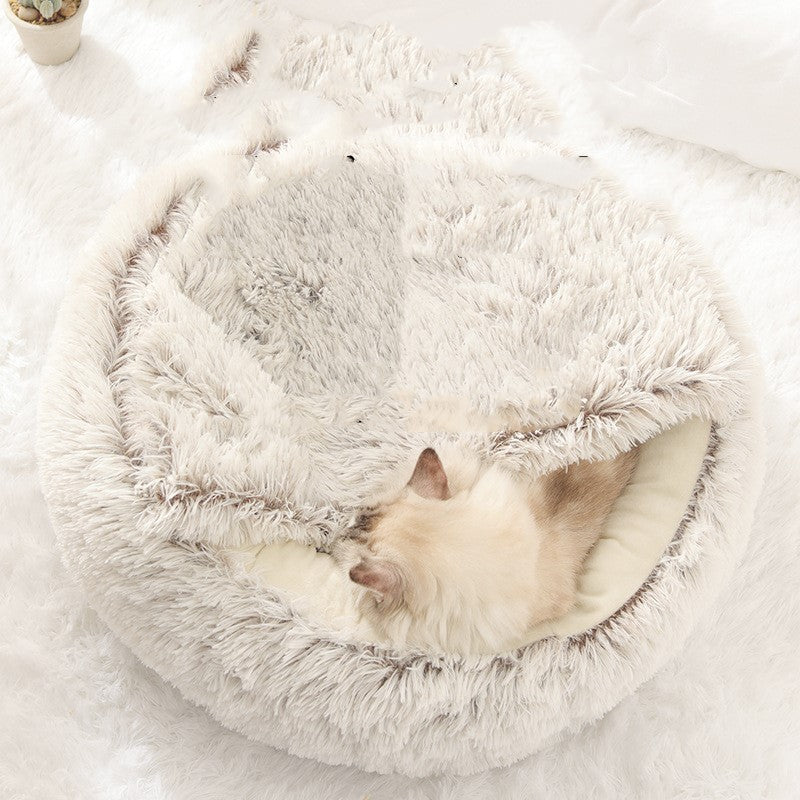Cozy Thermal Cat Cave - Velvety Fleece Covered Bed