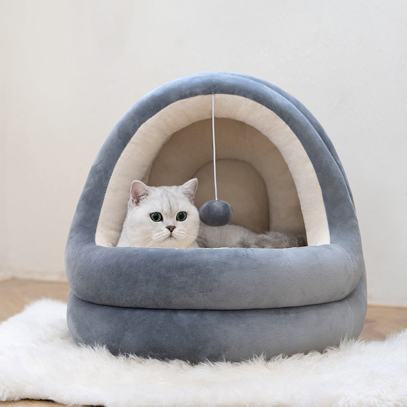 Plush Hideaway Dome – Ultra-Soft 2-in-1 Cat Sanctuary