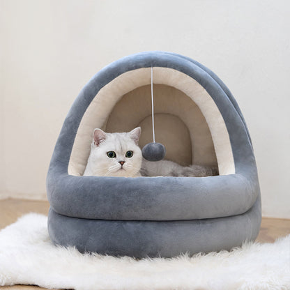 Plush Hideaway Dome – Ultra-Soft 2-in-1 Cat Sanctuary