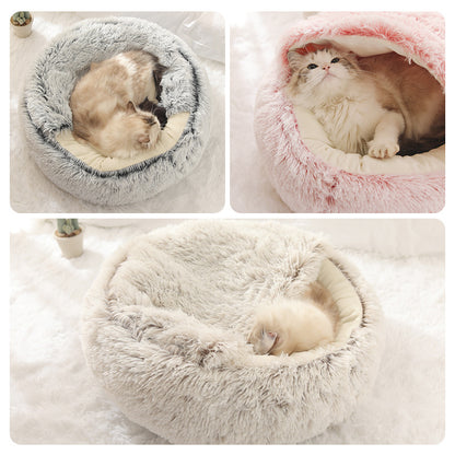 Cozy Thermal Cat Cave - Velvety Fleece Covered Bed