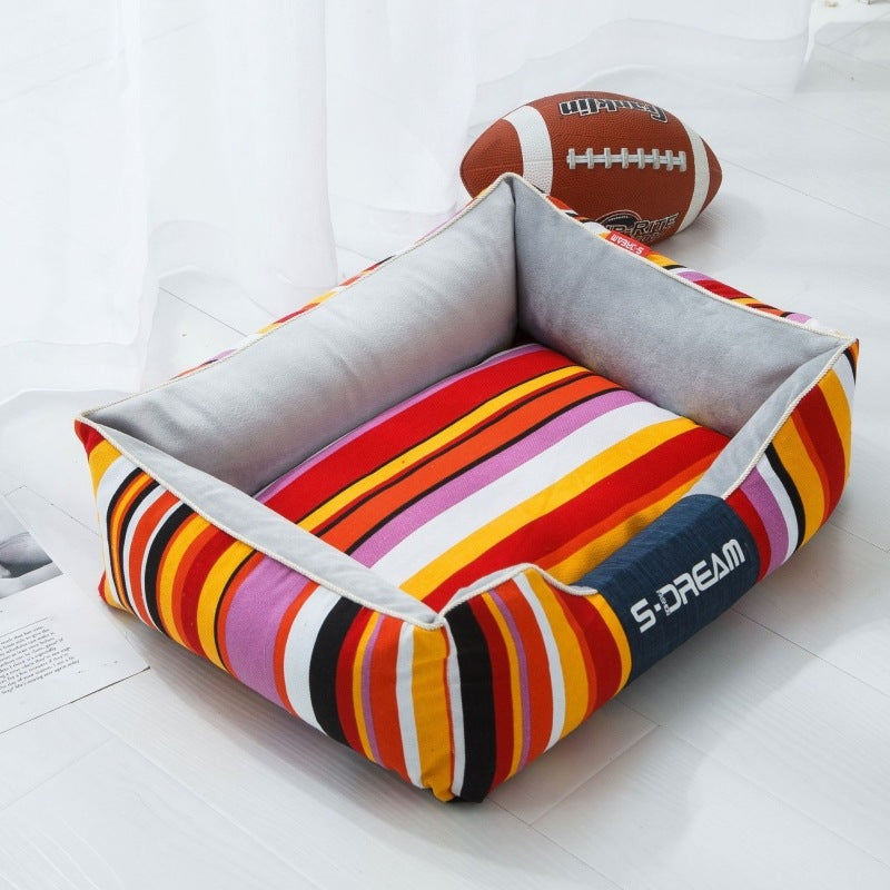 Vibrant Voyager Sofa – Waterproof Striped Lounge Bed
