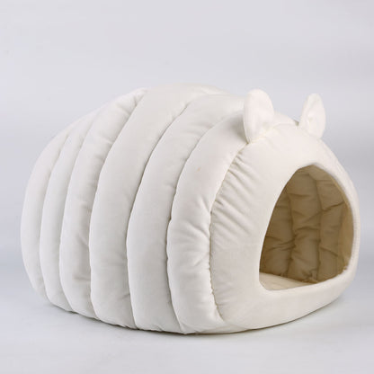 Cozy Caterpillar Cave – Semi-Enclosed 360° Thermal Cat Bed