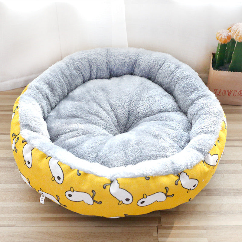 Arctic Fleece Snuggle Nest – Premium Patterned Round Pet Bed