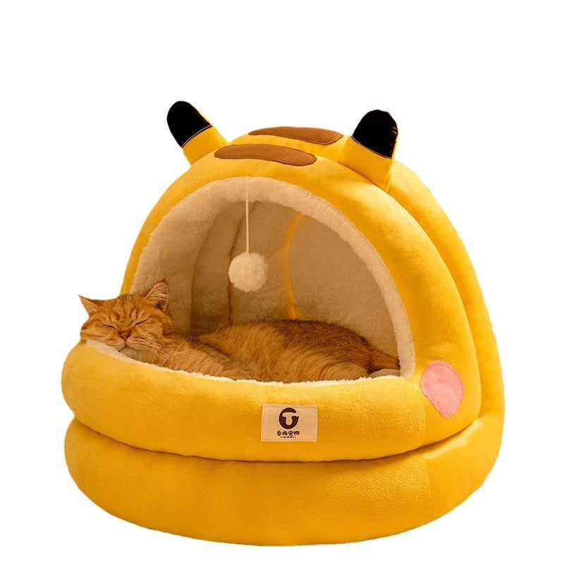 Lightning Mouse Hooded Sanctuary – Ultra-Warm Triple-Fleece Cat Cave