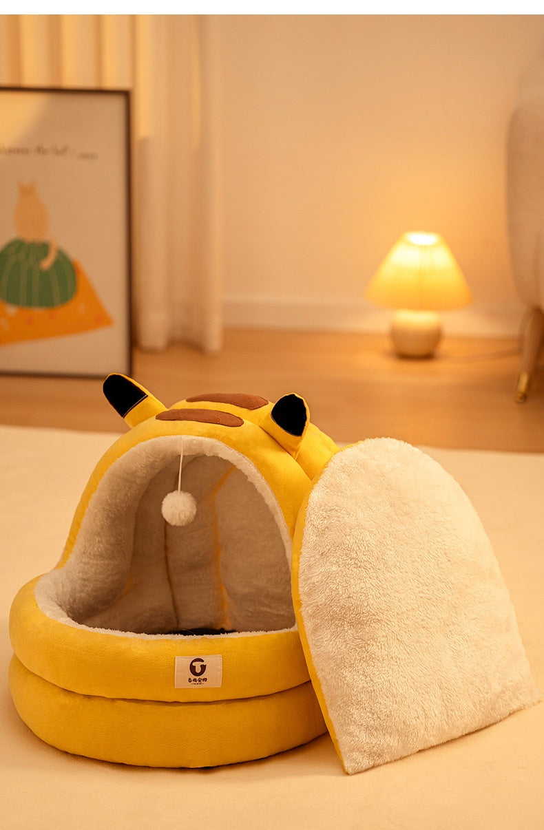 Lightning Mouse Hooded Sanctuary – Ultra-Warm Triple-Fleece Cat Cave