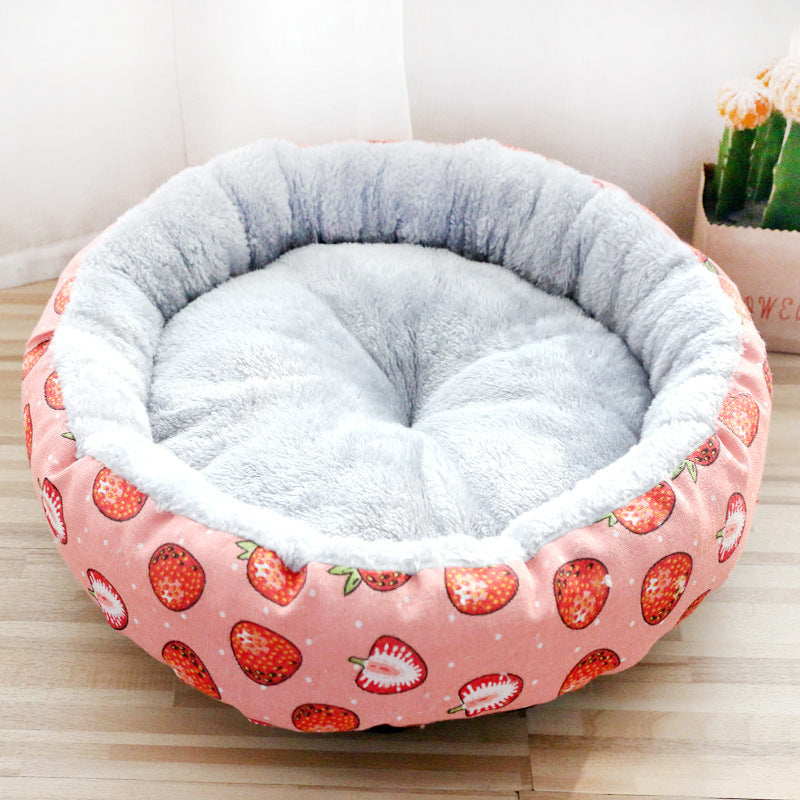 Arctic Fleece Snuggle Nest – Premium Patterned Round Pet Bed