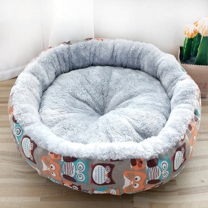 Arctic Fleece Snuggle Nest – Premium Patterned Round Pet Bed