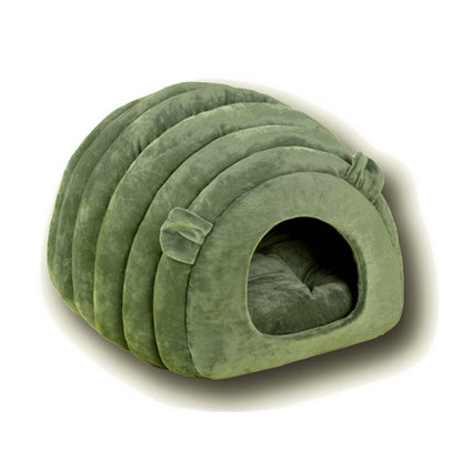 Cozy Caterpillar Cave – Semi-Enclosed 360° Thermal Cat Bed