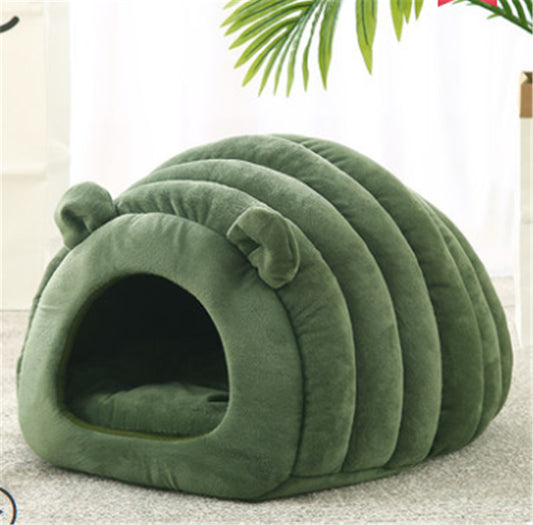Cozy Caterpillar Cave – Semi-Enclosed 360° Thermal Cat Bed