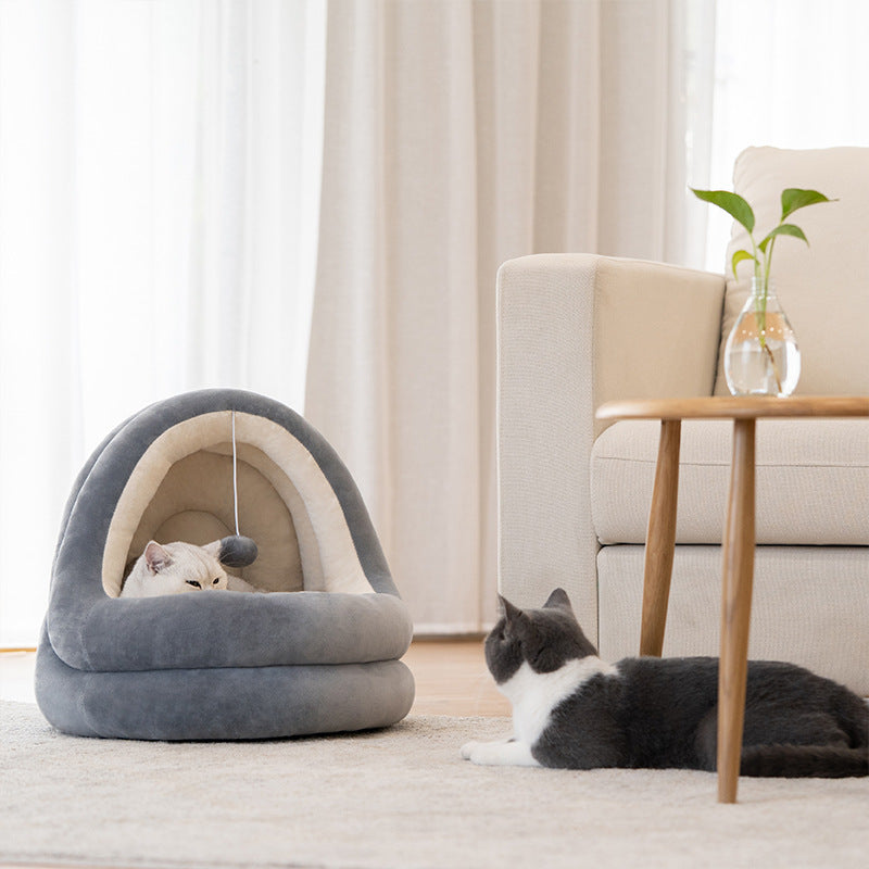 Plush Hideaway Dome – Ultra-Soft 2-in-1 Cat Sanctuary