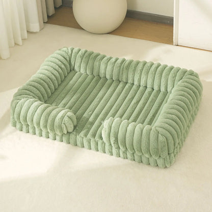 Orthopedic Ribbed Sofa – Ultra-Soft Faux Rabbit Fur Lounge