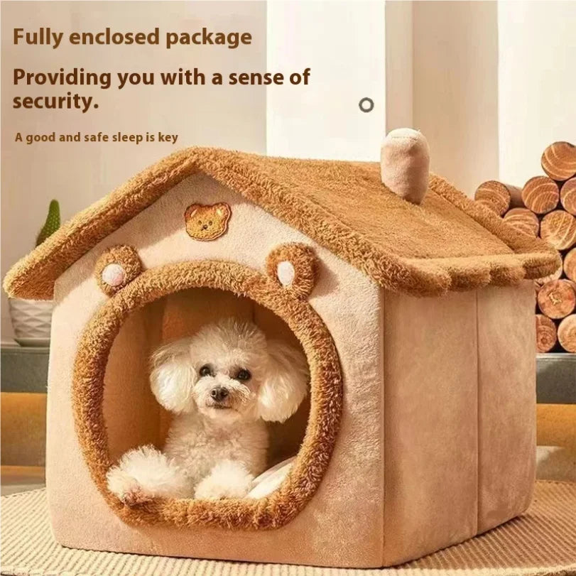 Plush Cottage Sanctuary – All-Season 2-in-1 Pet House