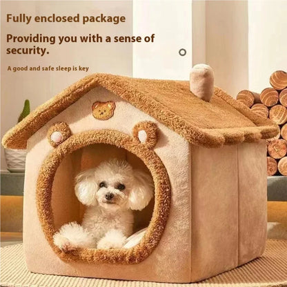Plush Cottage Sanctuary – All-Season 2-in-1 Pet House