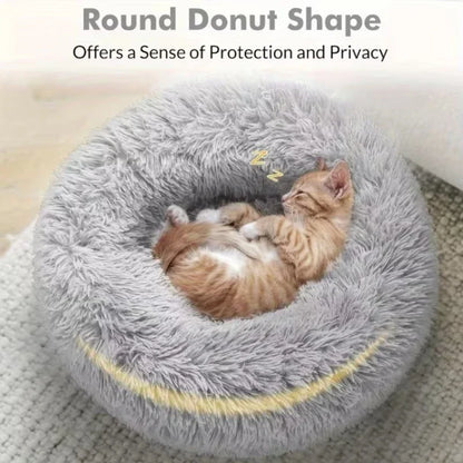 Calming Donut Cuddler – Luxury Shag Faux Fur Bed
