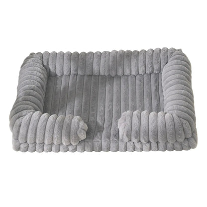 Orthopedic Ribbed Sofa – Ultra-Soft Faux Rabbit Fur Lounge