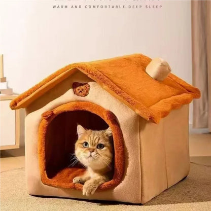 Plush Cottage Sanctuary – All-Season 2-in-1 Pet House