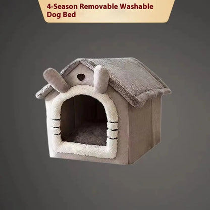 Plush Cottage Sanctuary – All-Season 2-in-1 Pet House