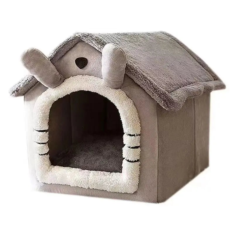 Plush Cottage Sanctuary – All-Season 2-in-1 Pet House