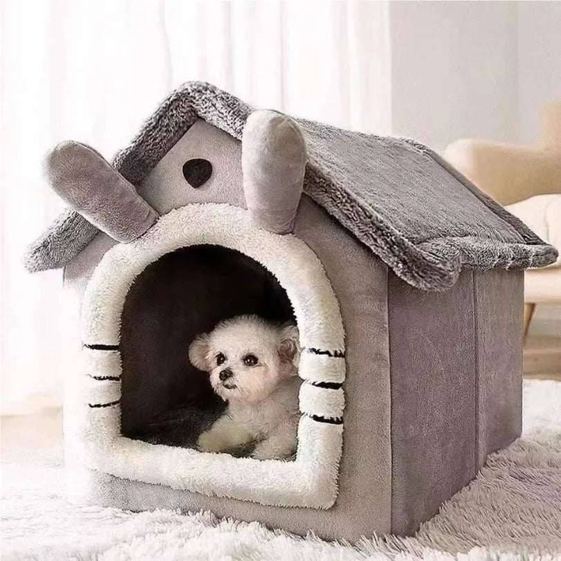 Plush Cottage Sanctuary – All-Season 2-in-1 Pet House
