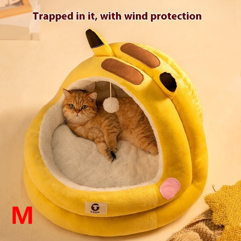 Lightning Mouse Hooded Sanctuary – Ultra-Warm Triple-Fleece Cat Cave