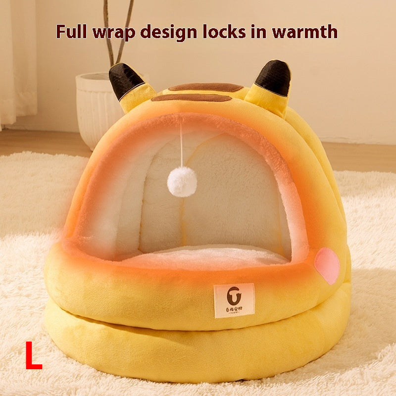 Lightning Mouse Hooded Sanctuary – Ultra-Warm Triple-Fleece Cat Cave